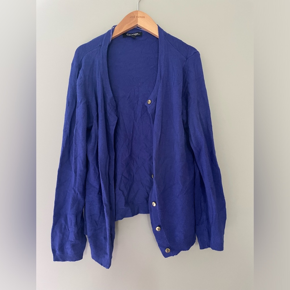 George // Royal Blue & Gold Button Cardigan